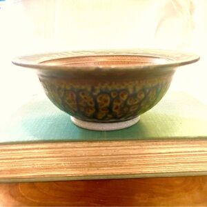 ROYCE YODER Pottery signed 
Soup Bowl Rust Greens